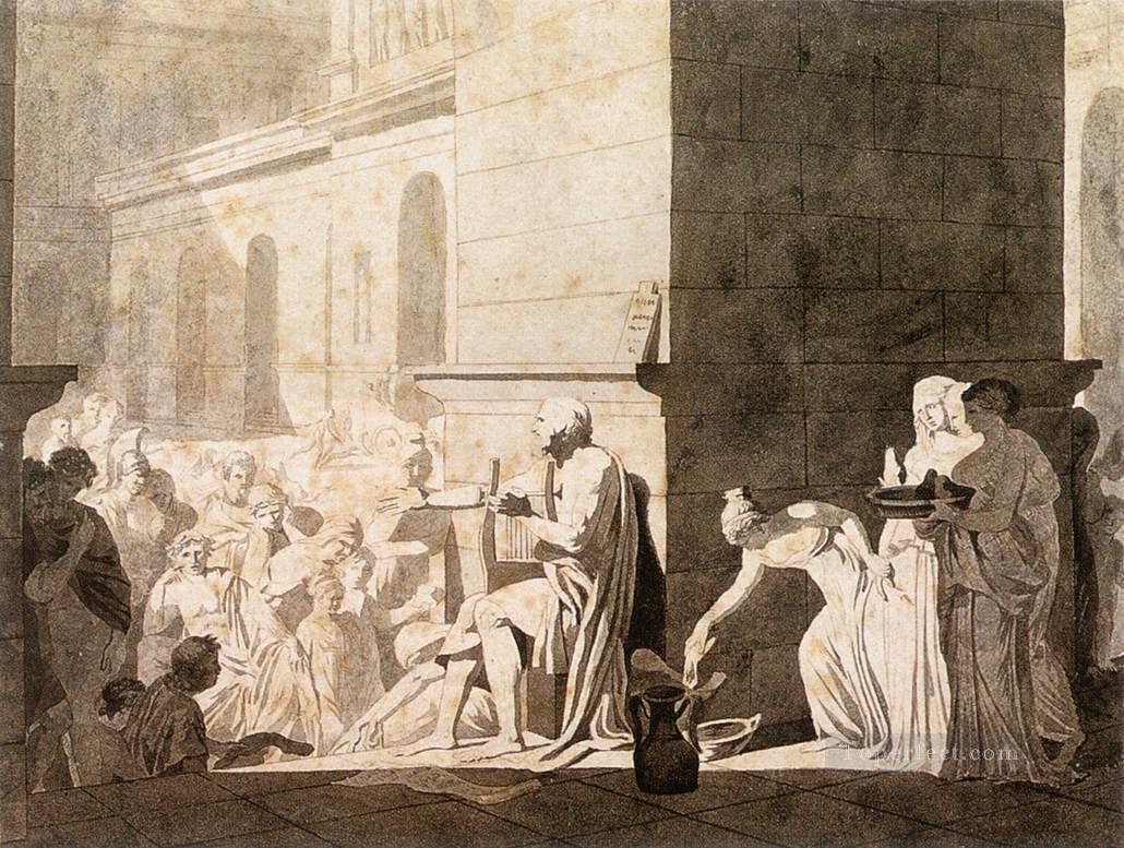 ホメーロスがギリシア人に詩を朗読 新古典主義 ジャック・ルイ・ダヴィッド油絵